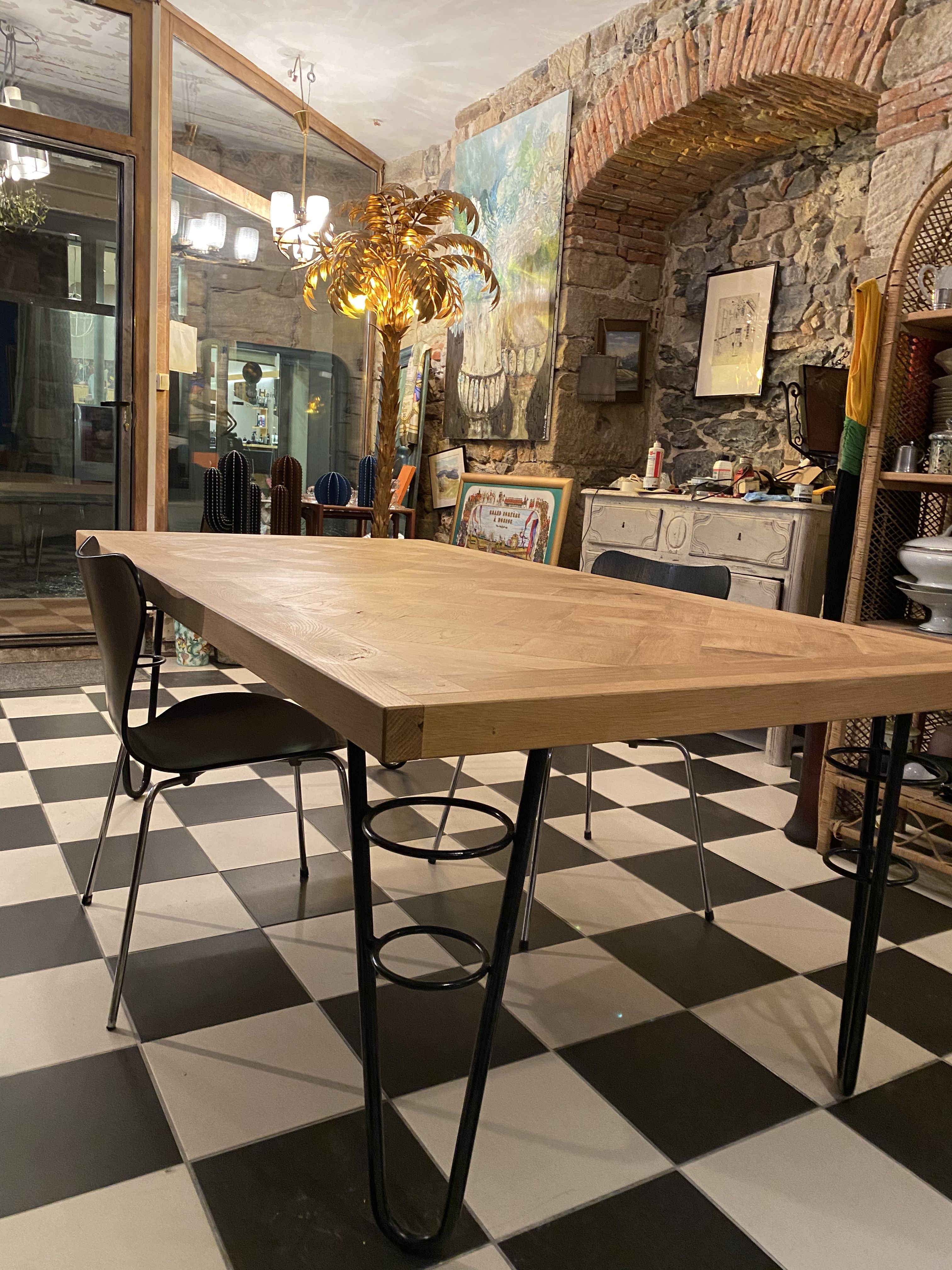 Table repas parquet de Versailles chêne massif