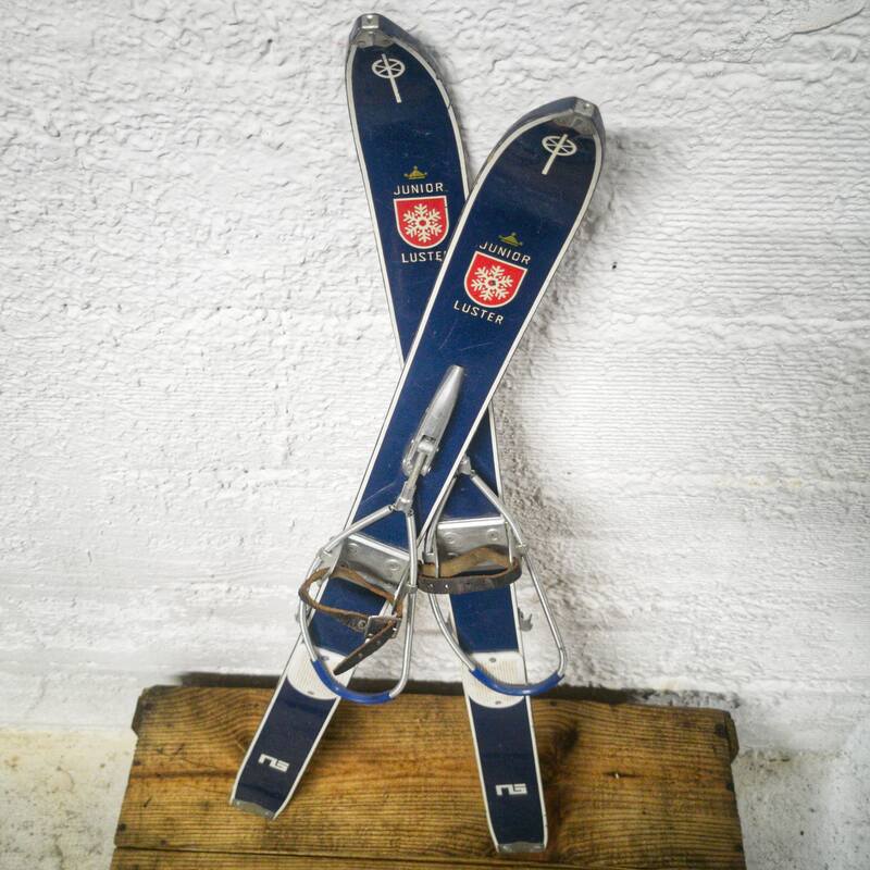 Pair of old wooden skis for children