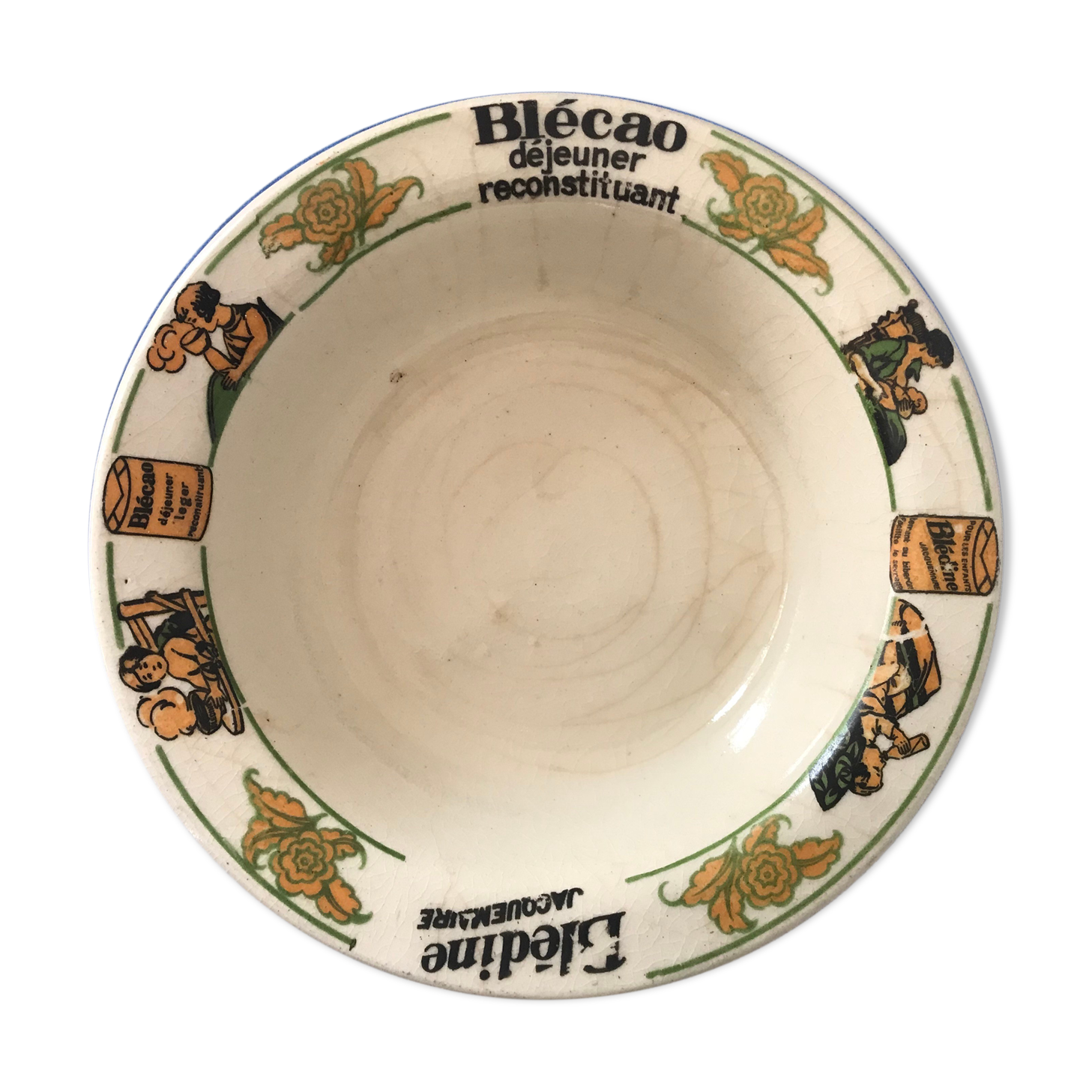 Old "Blédine" advertising porridge plate