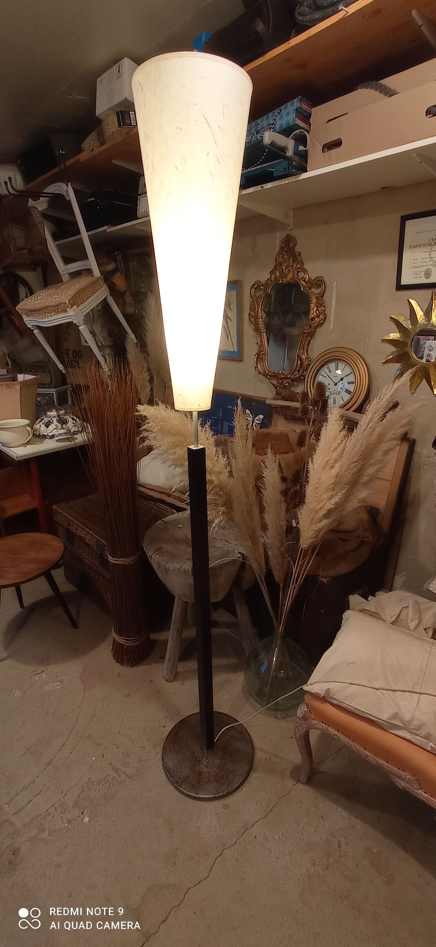 Wood and metal floor lamp