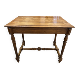 Bureau 1 tiroir en bois massif chêne pieds tournés et sculptés 89x62cm