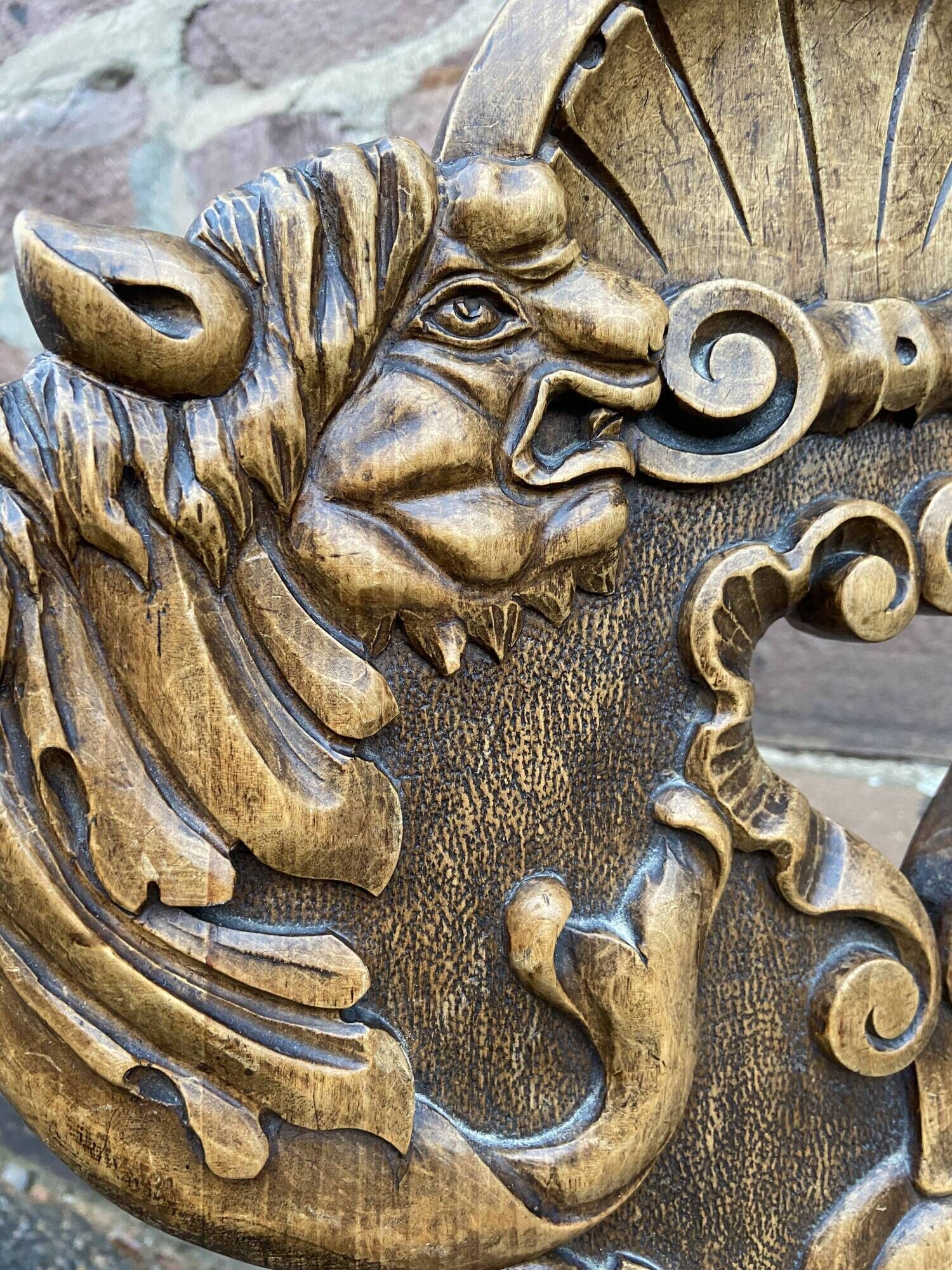 Alsatian chair renaissance mythology vintage of grotesque period 1950