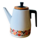 Vintage enameled metal coffee maker - floral decor