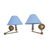 Pair of gilded bronze wall lamps