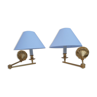 Pair of gilded bronze wall lamps