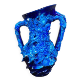 Vase brutaliste bleu vallauris