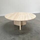 Round travertine coffee table, 1970s