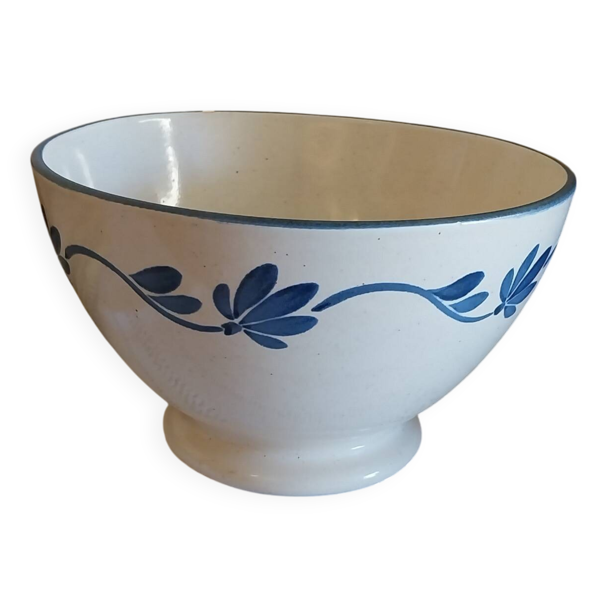 Antique very large bowl on foot Les Salins France