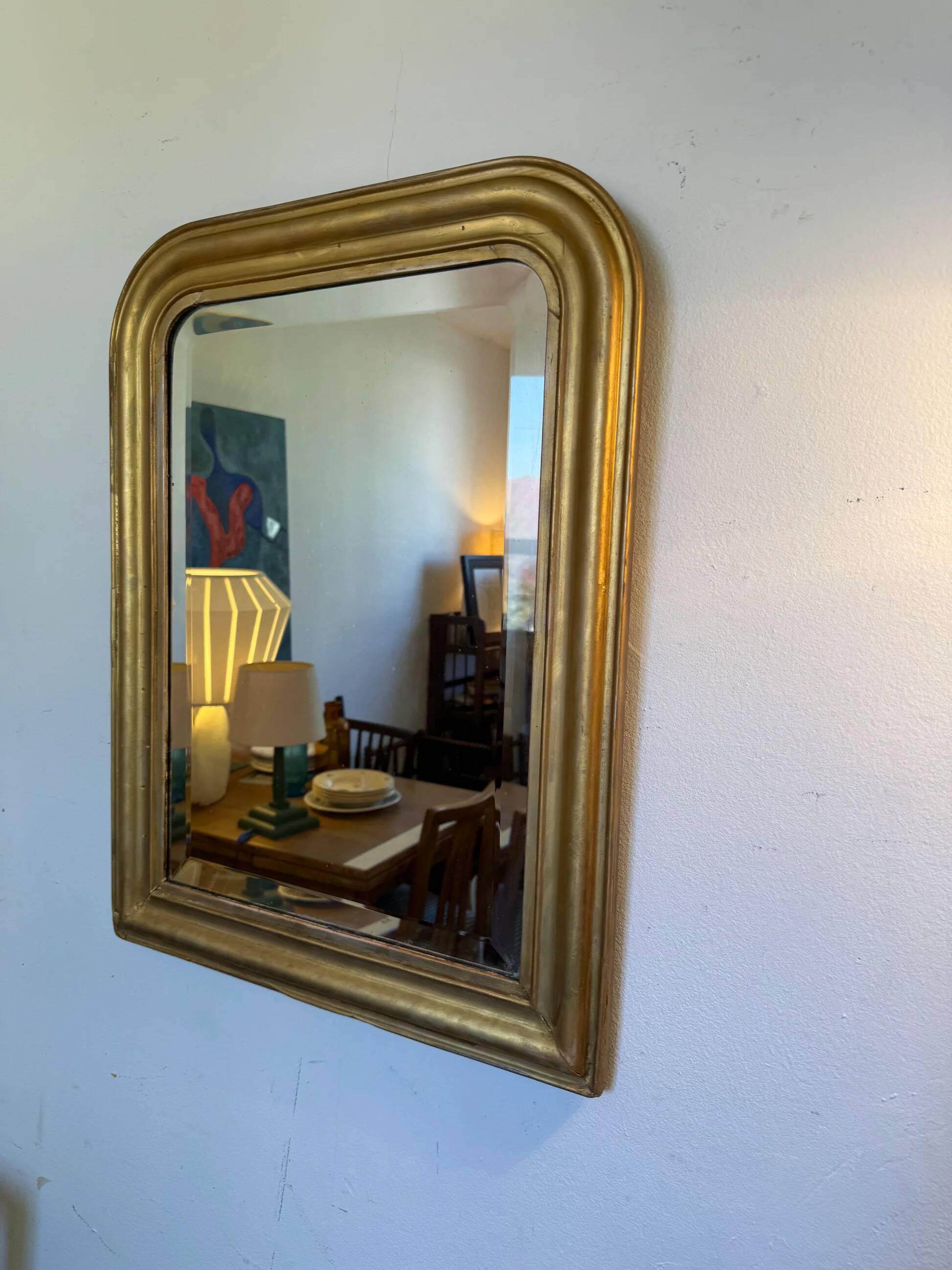 Vintage Louis Philippe mirror with antique gold beveled glass