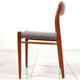 3 Niels Møller „Model 75“ teak dining chairs reupholstered