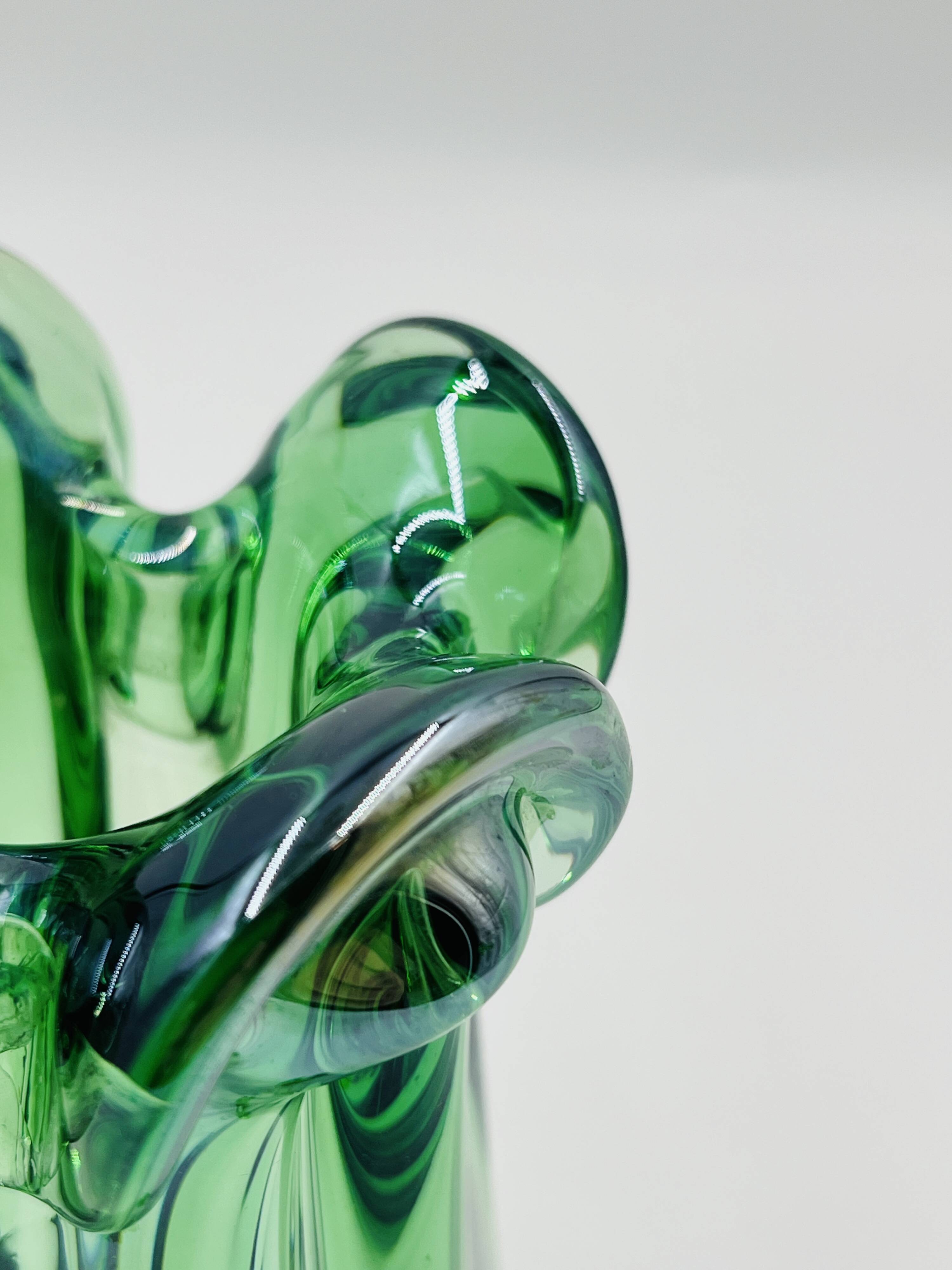 Sculptural blown glass vase from Bohemia attributed to Jan Beránek.