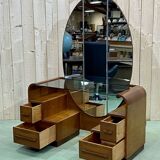 English art deco hairdresser in oak and walnut