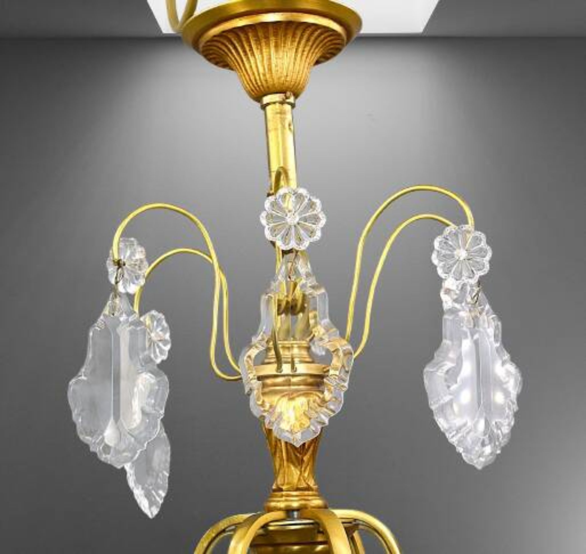 Lustrous Gold Bronze & Bohemian Crystal with Six Lights Louis XV * Lucien GAU