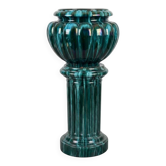 Grand cache-pot sur colonne en céramique émaillée – Dans le goût de Clément