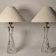 Elegant pair of table lamps The Modern Scandinavian Modern with Orrefors glass and brass.