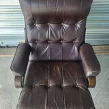 Fauteuil relax relaxant pivotant basculant scandinave en cuir