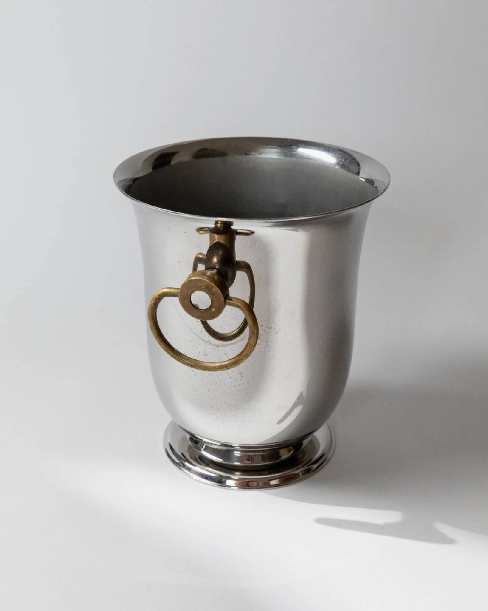 Seau à champagne ou rafraîchisseur à vin vintage - Design intemporel en métal argenté par Jean Couzon années 1980 - Idée cadeau, centre de table rétro, décoration de table