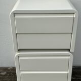 Paire de tables de nuit Space Age en bois laqué blanc