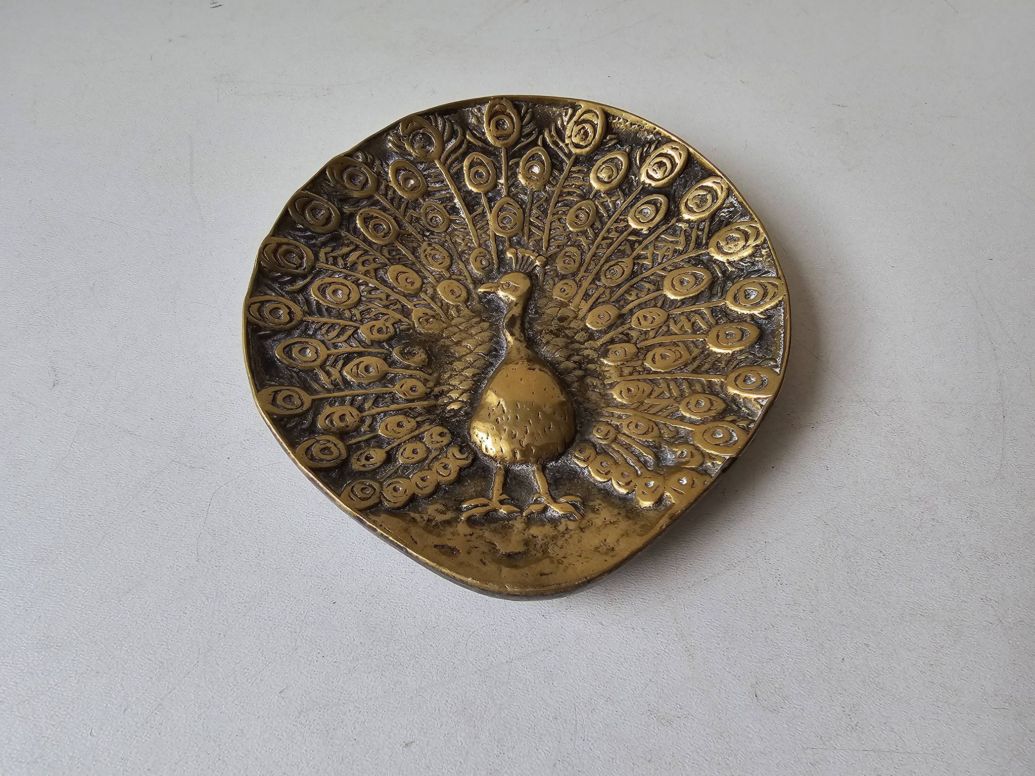 Vide poche / coupelle en laiton - motif Paon