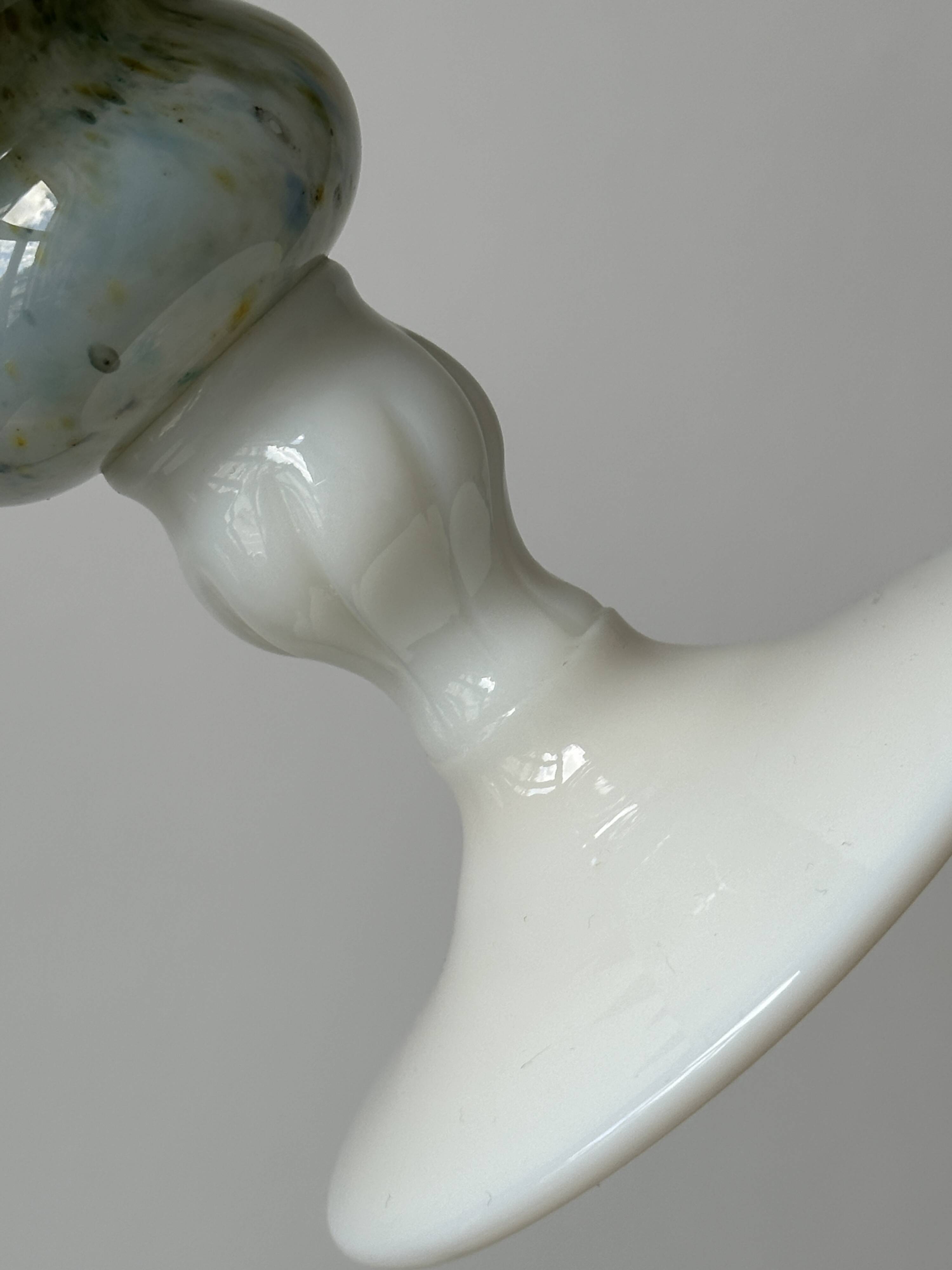 Green and white opaline soliflore vase.