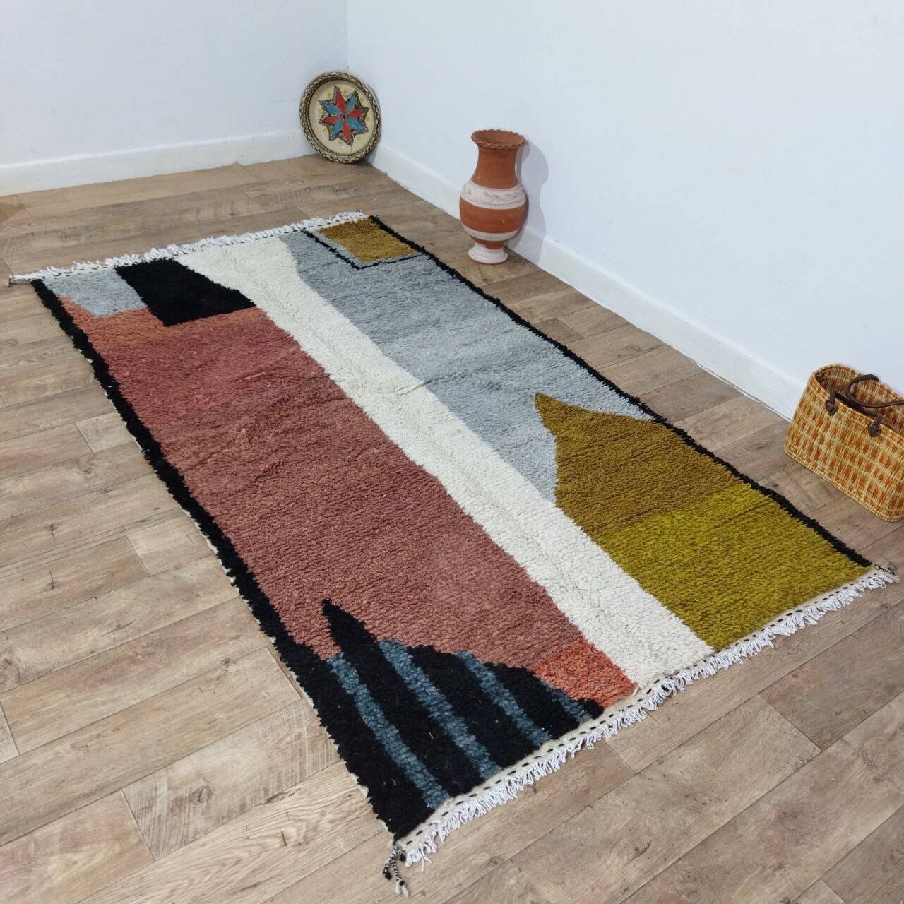 Handmade wool Berber rug 250x140 cm