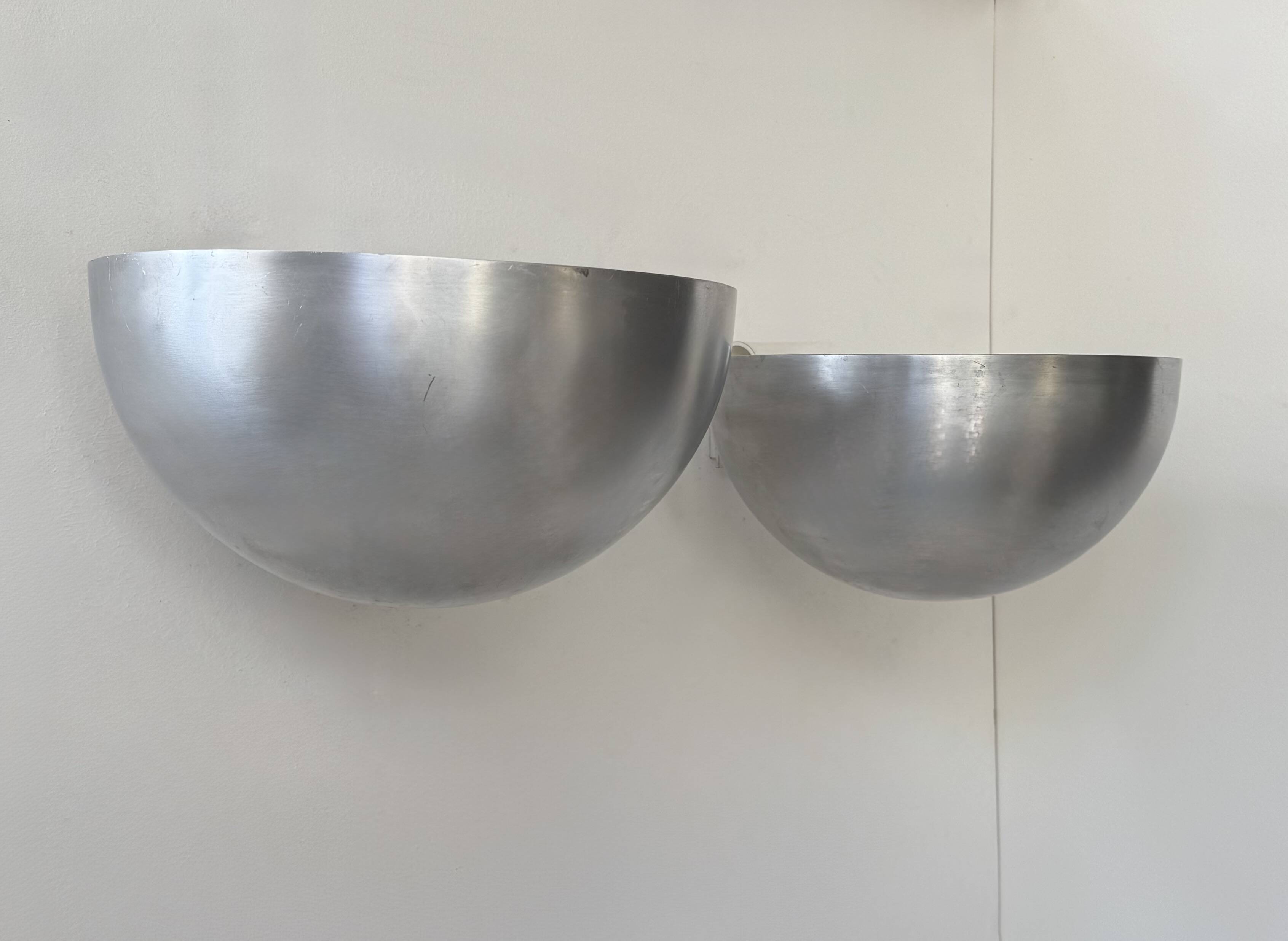 Paire d'appliques XL vintage, métal brossé, Italie, 1970