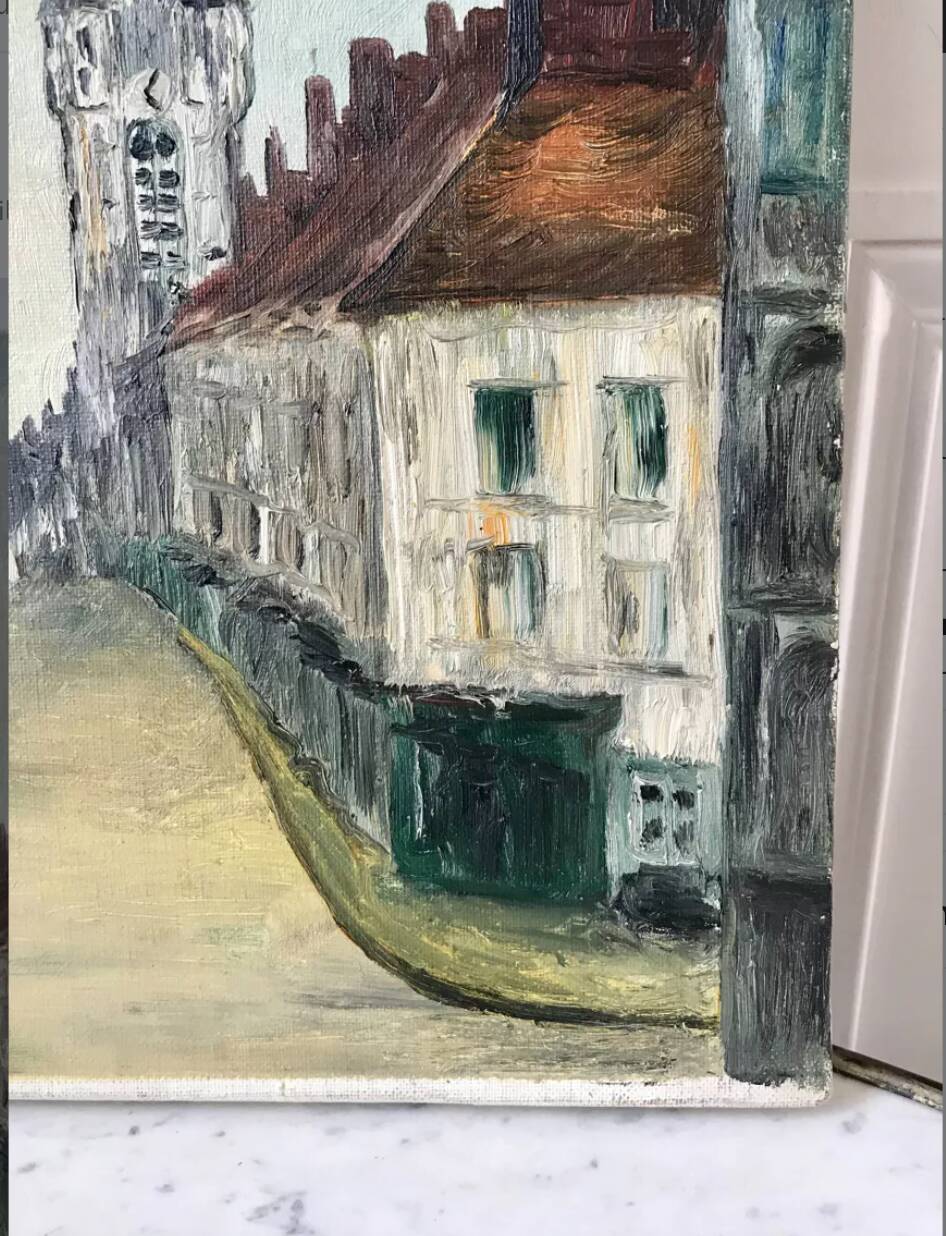 Oil painting on canvas church street 20th century