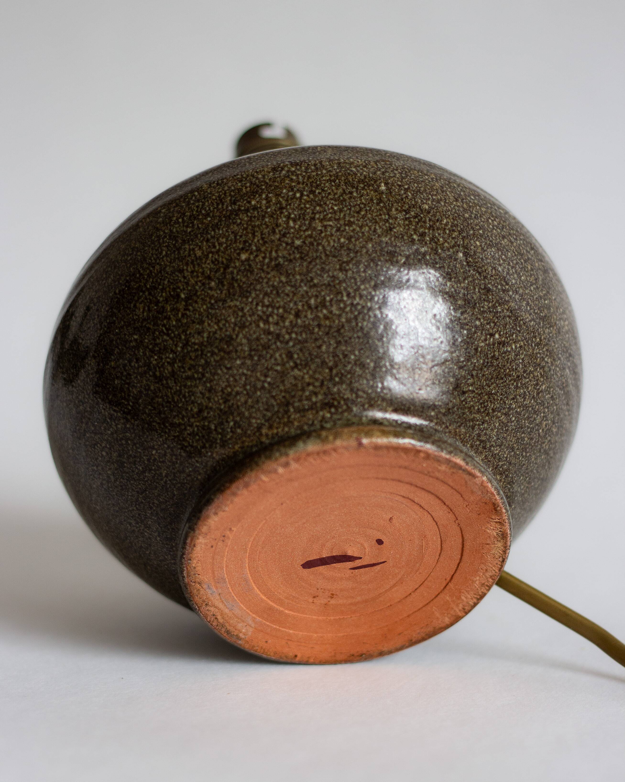 Mouse grey stoneware lamp base, 1960s