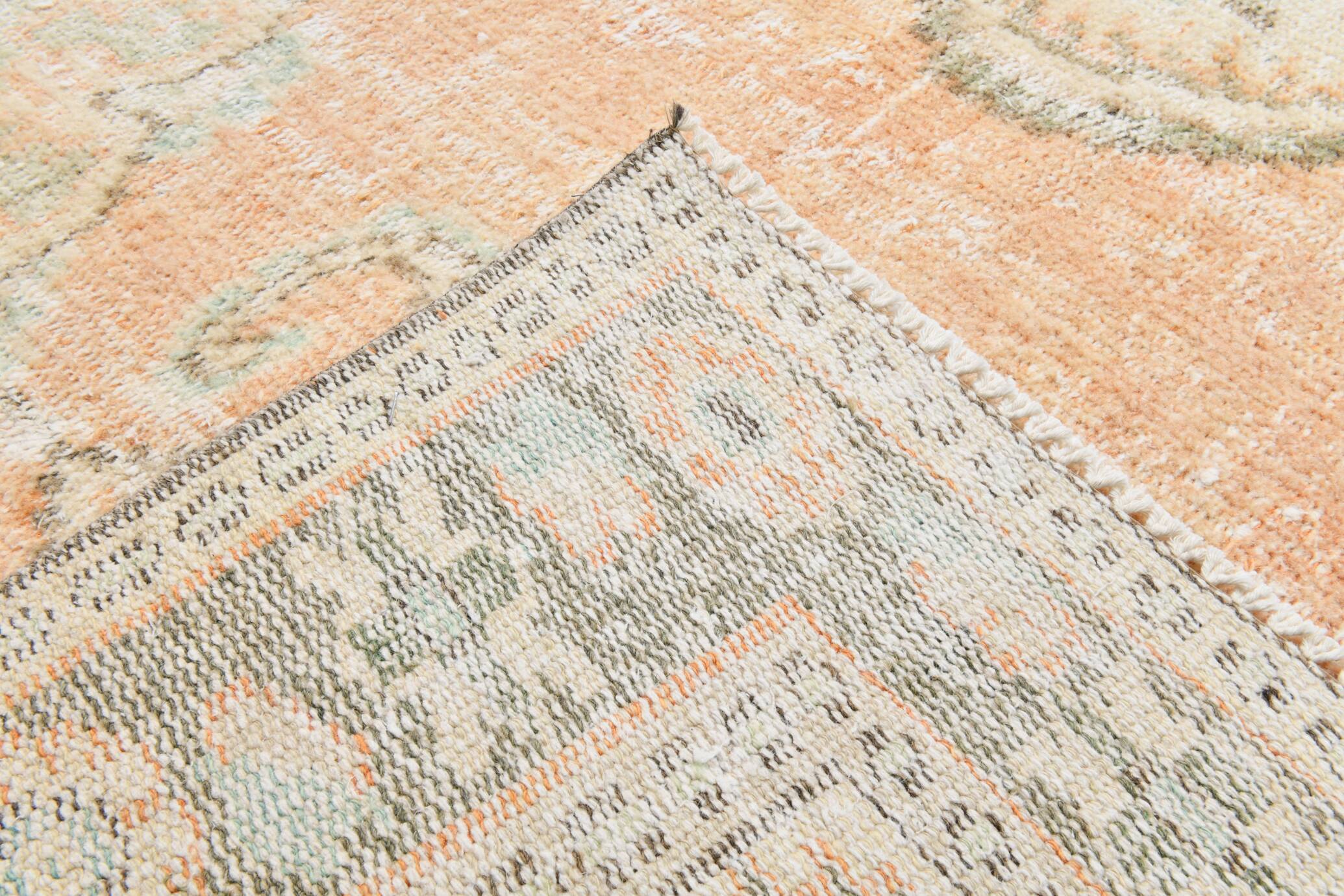 6x9 Peach Orange Antique Vintage Rug 175x293Cm SK 21471