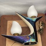 Very beautiful vintage design lamp from the 50s in iridescent ceramic VERCERAM