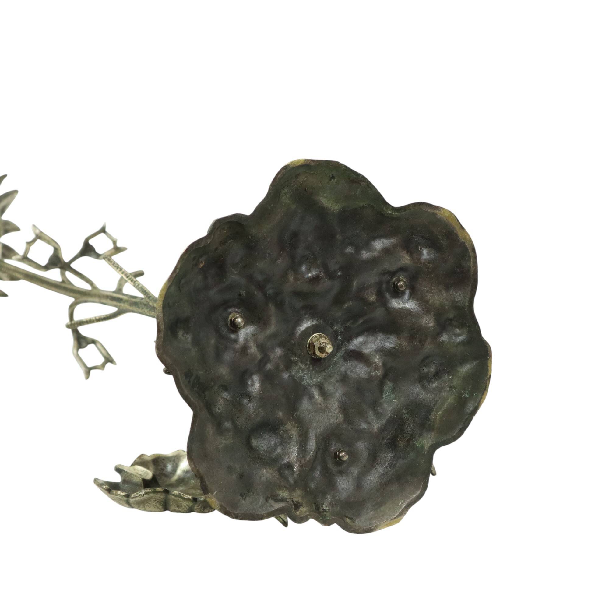 Grand cendrier tournesol en bronze argenté S. Agudo 62 cm