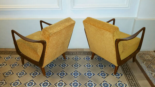 Paire de fauteuils des années 50-60 Boomerang design scandinave