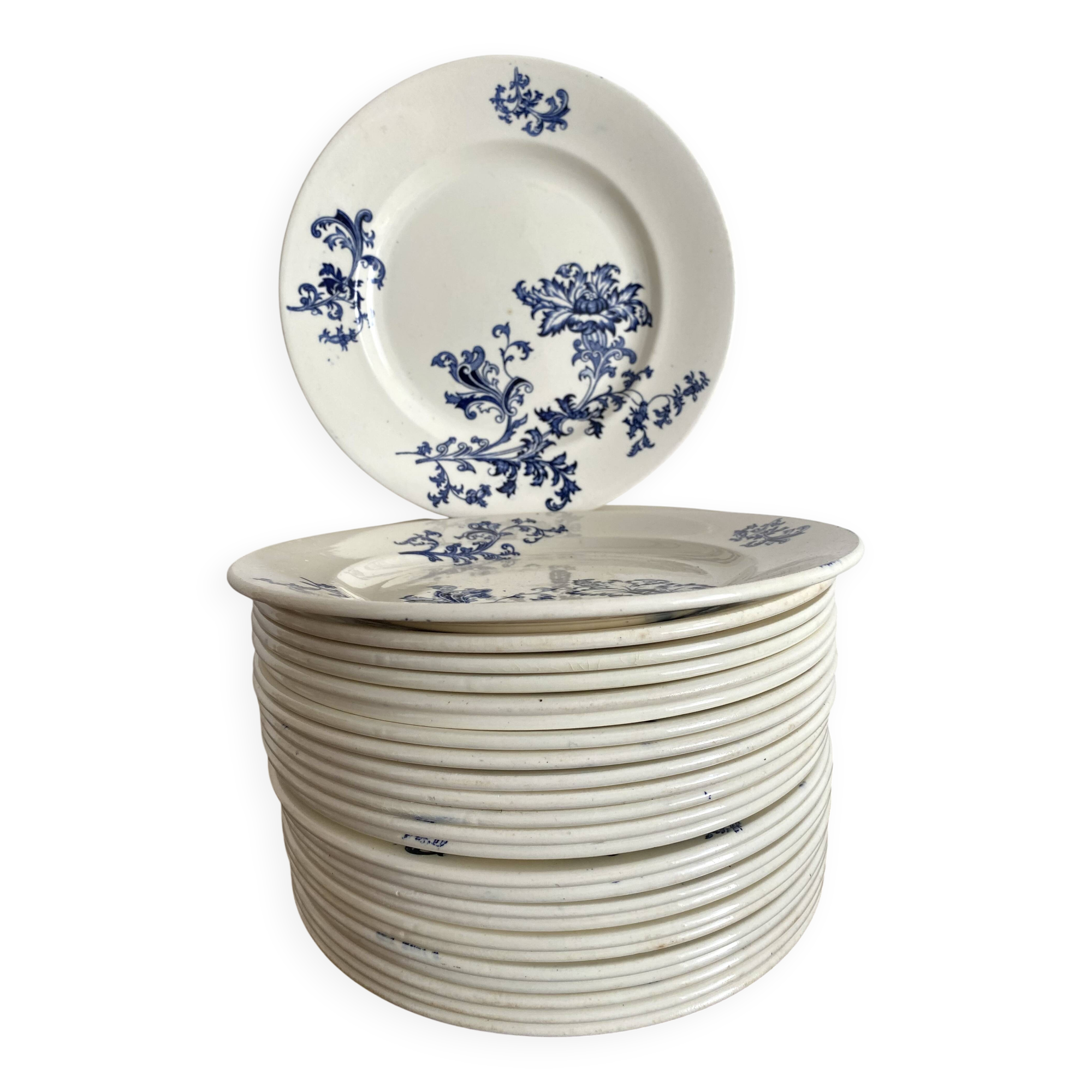 Sarreguemines ironstone flat plates, Damascus model