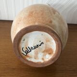 Faience vase signed Vallauris floral motifs