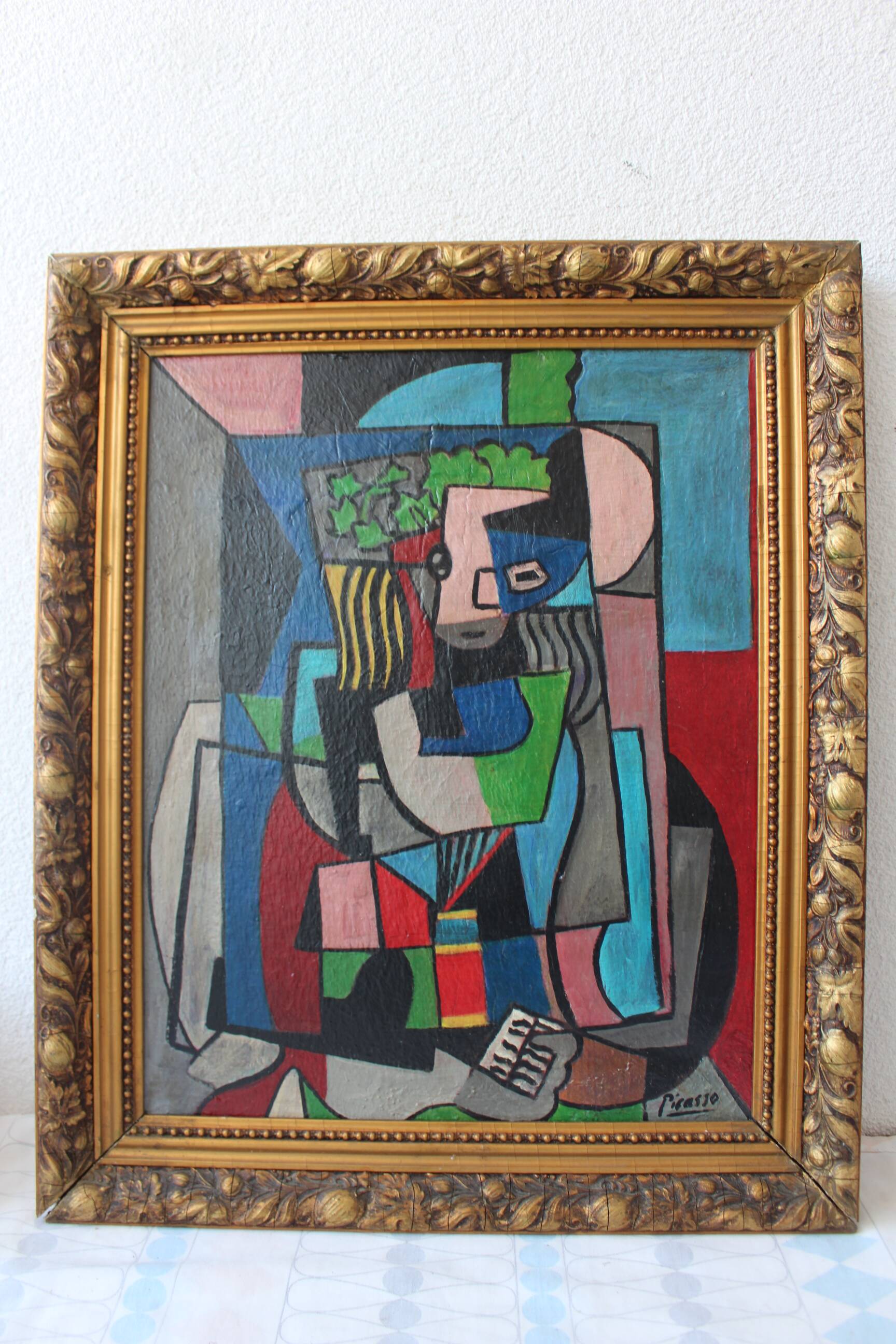 Tableau de la période bleue – Portrait de femme, d'après Pablo Picasso