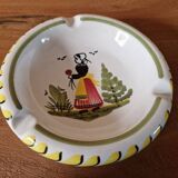 HB Quimper earthenware ashtray - Decorated with a Breton woman - Marked on the back Quiberon Euravia 1959
