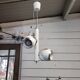 Vintage eyeball pendant chandelier with 3 lacquered reflectors