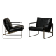 Preben Fabricius Black Leather Lounge Chairs Model 710, Walter Knoll