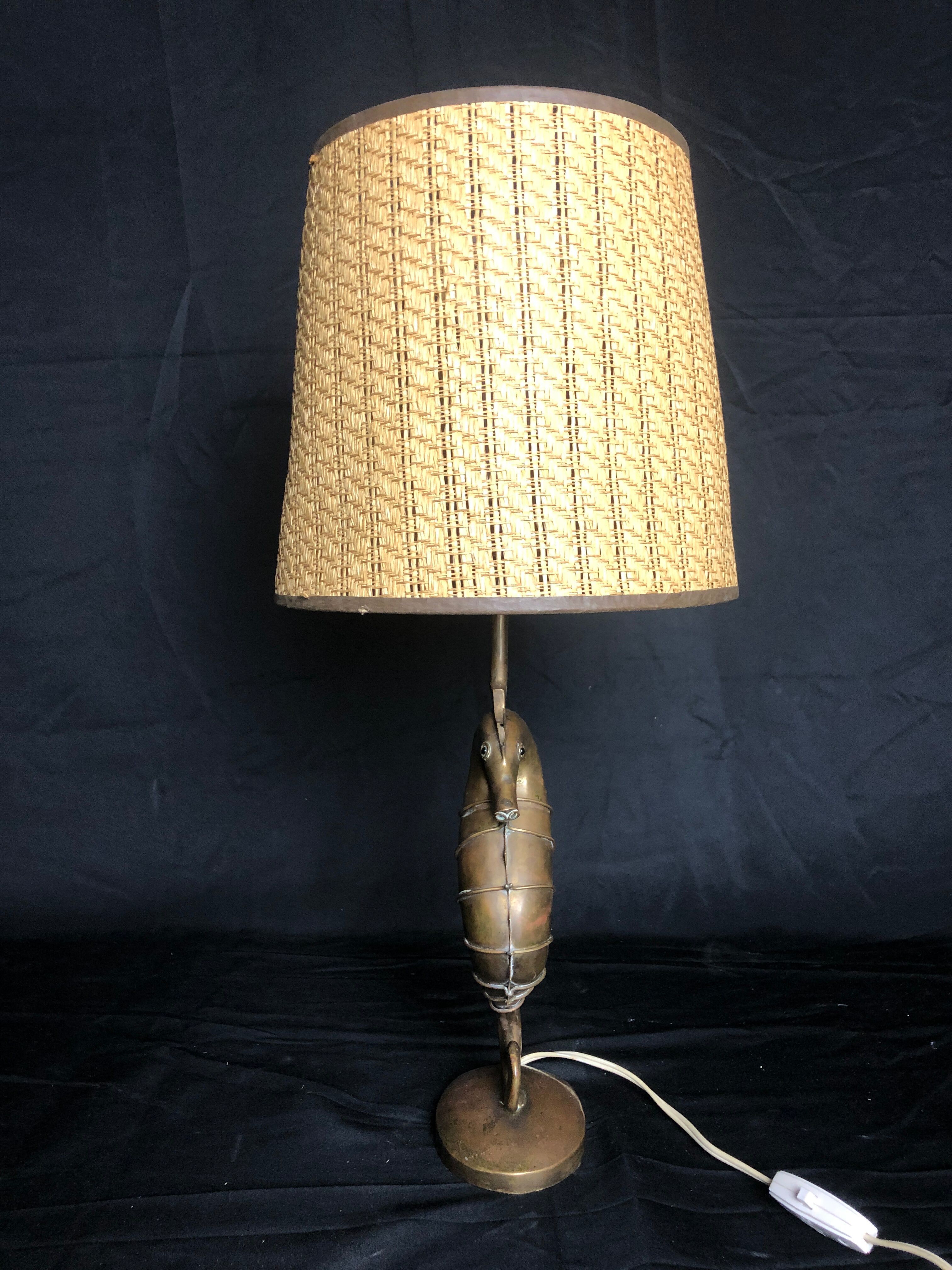 Vintage brass seahorse lamp