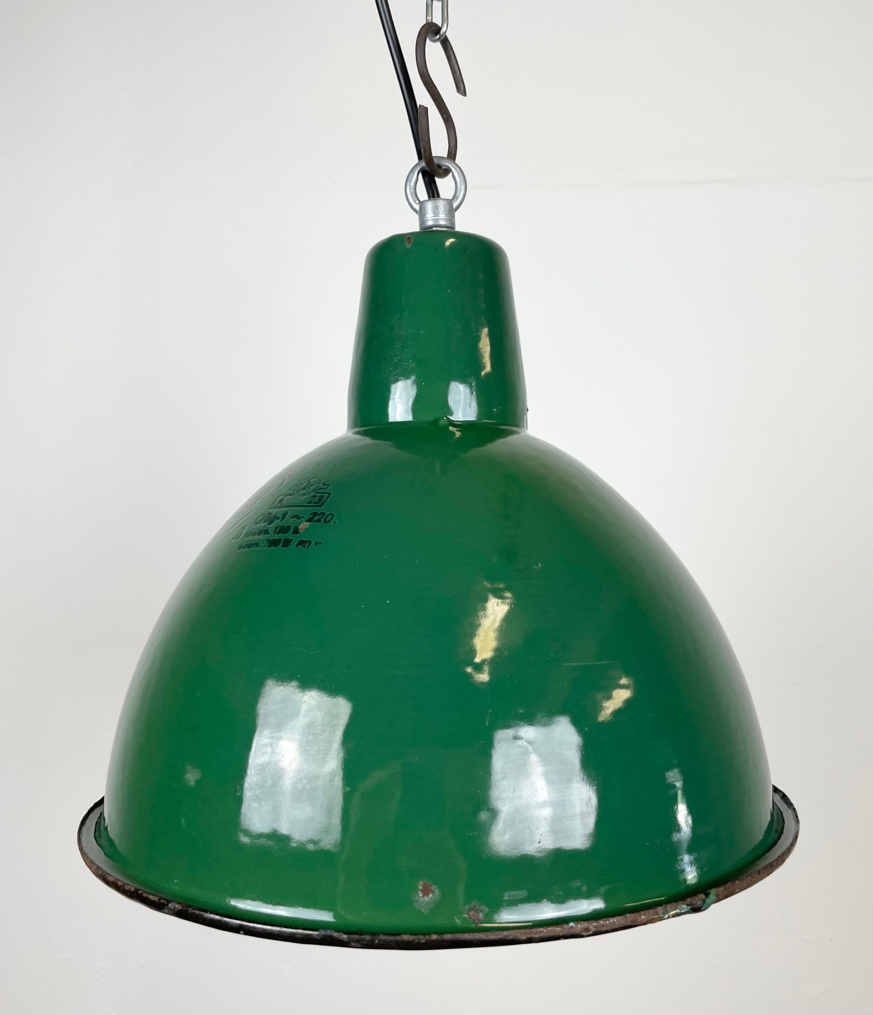 Industrial Green Enamel Factory Lamp, 1960s
