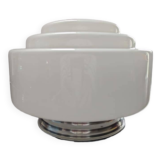 Ancien plafonnier skyscraper opaline blanche Ø 25 cm art déco 1930