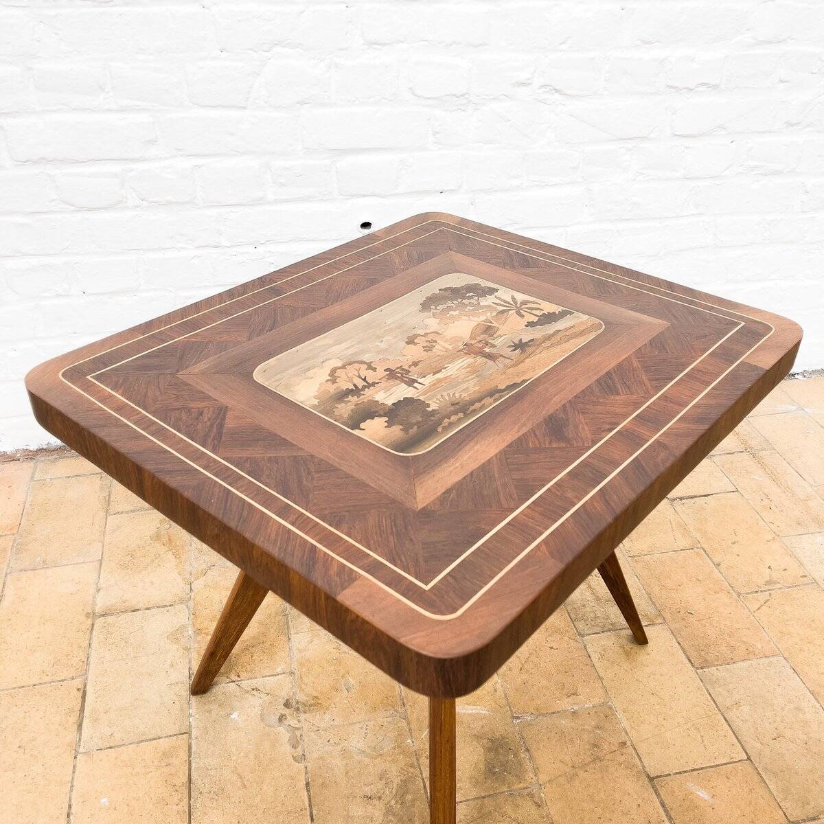 Wooden Coffee Table with Inlay, 1940s