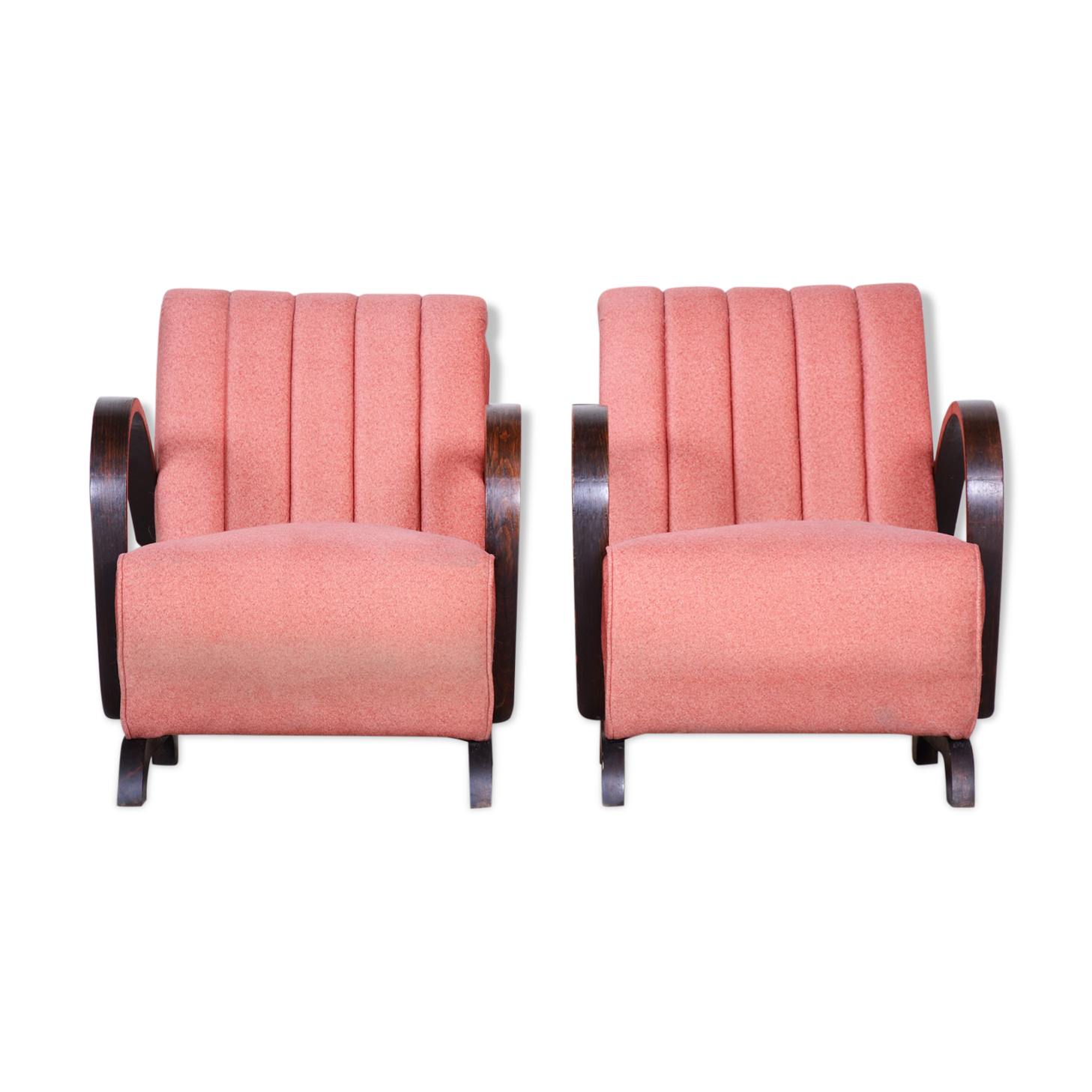 2 pink art deco armchairs 1930s czechia