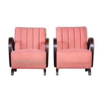 2 pink art deco armchairs 1930s czechia