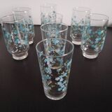 Set of 8 Arcopal glasses, Veronica model, Myosotis pattern