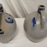 Set of 2 old Alsace stoneware jars (oil cruets)