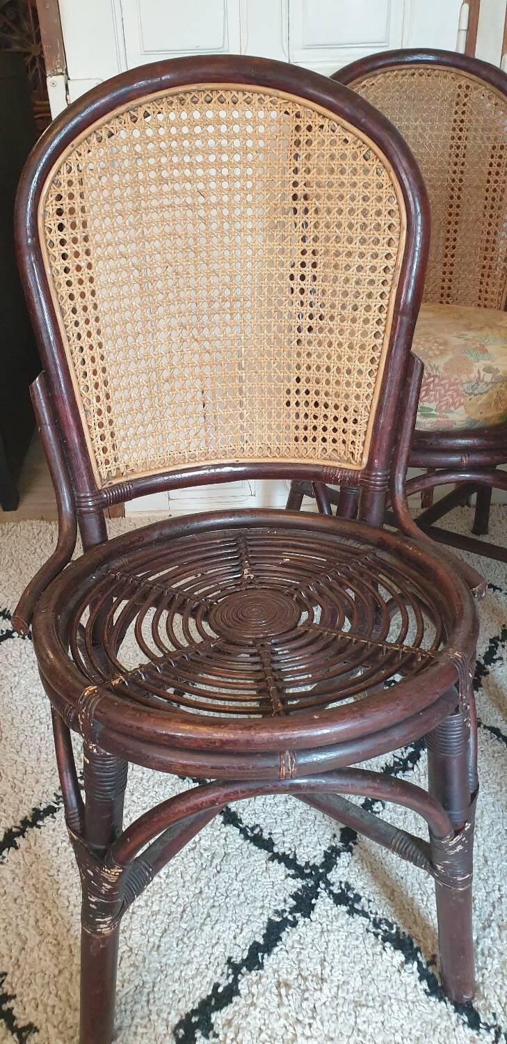 4 bamboo and cane chairs