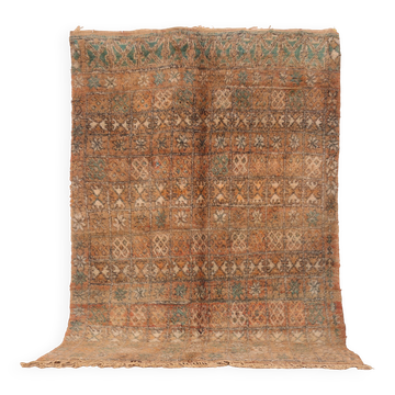 Tapis marocain vintage pêche 178 x 264 cm, tapis en laine berbère, tapis boho fait main