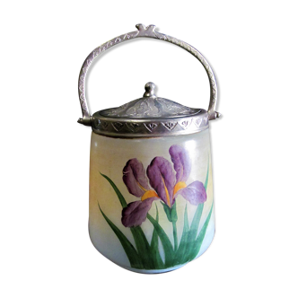 Art Nouveau French biscuit / cookie and candy jar circa 1900 made of opal glass