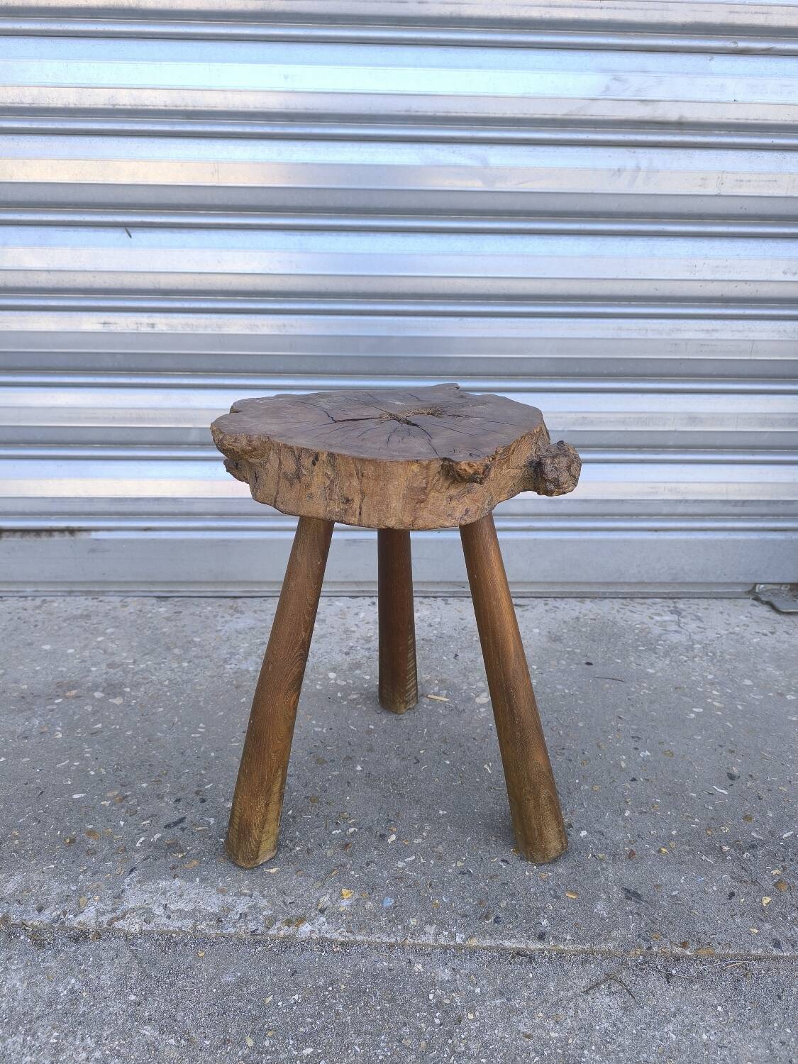Solid elm tripod stool